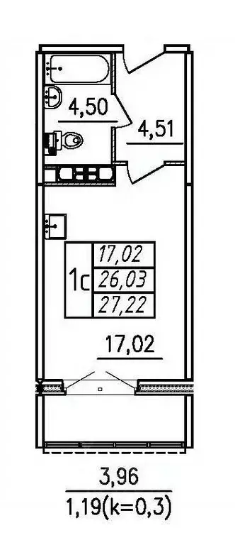 Студия Санкт-Петербург пос. Шушары,  (27.22 м) - Фото 0