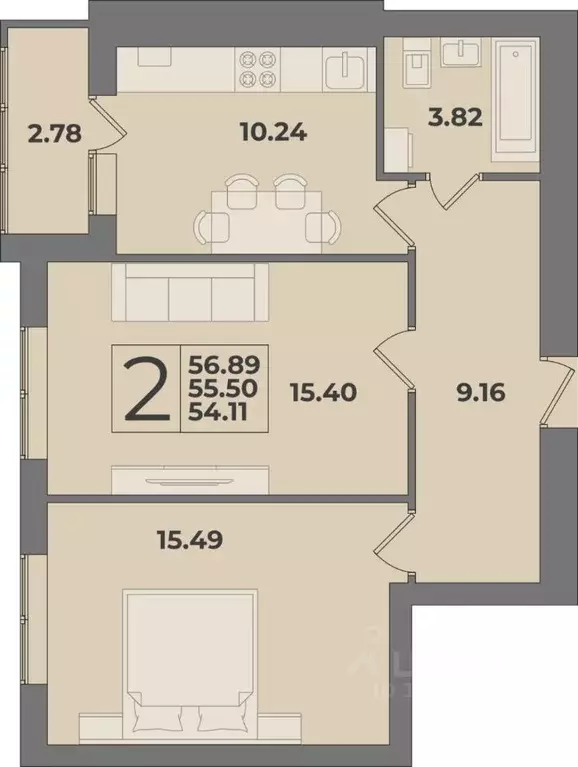 2-к кв. Калининградская область, Калининград Суздальская ул., 15 ... - Фото 1