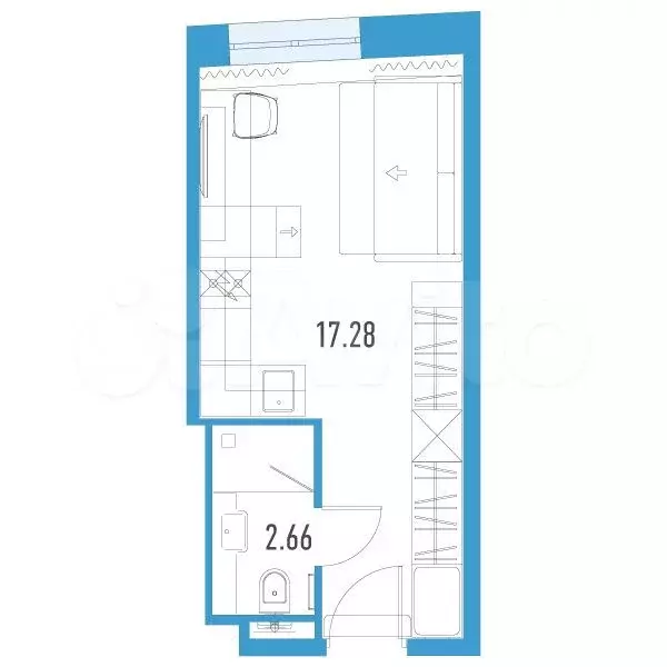 Апартаменты-студия, 19 м, 7/24 эт. - Фото 0