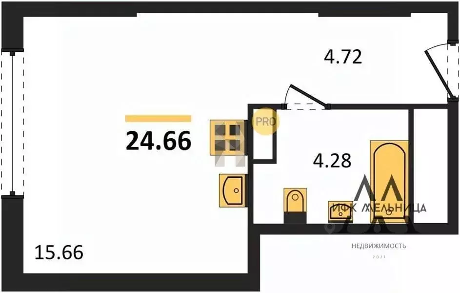Студия Свердловская область, Екатеринбург Сибирский мкр, Жилой ... - Фото 2