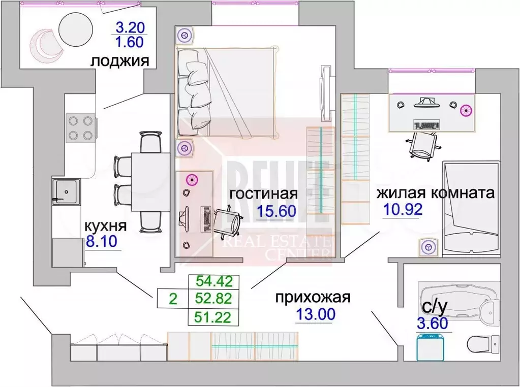 2-к. квартира, 54 м, 1/9 эт. - Фото 0