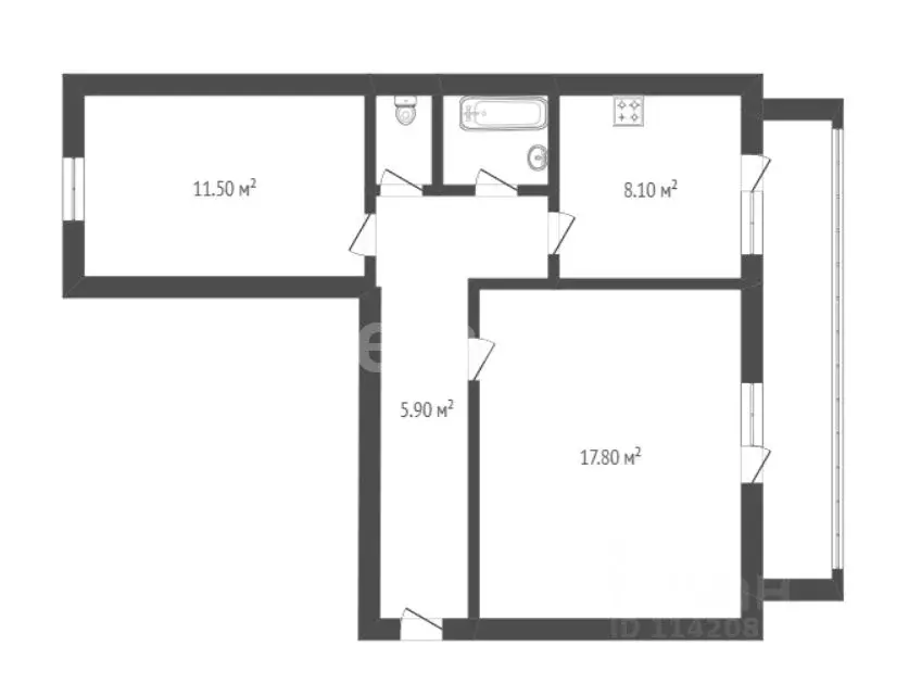 2-к кв. Воронежская область, Борисоглебск Гоголевская ул., 4 (50.0 м) - Фото 2