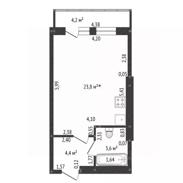 Студия Башкортостан, Уфа ул. Рихарда Зорге, 13/1 (31.8 м) - Фото 2
