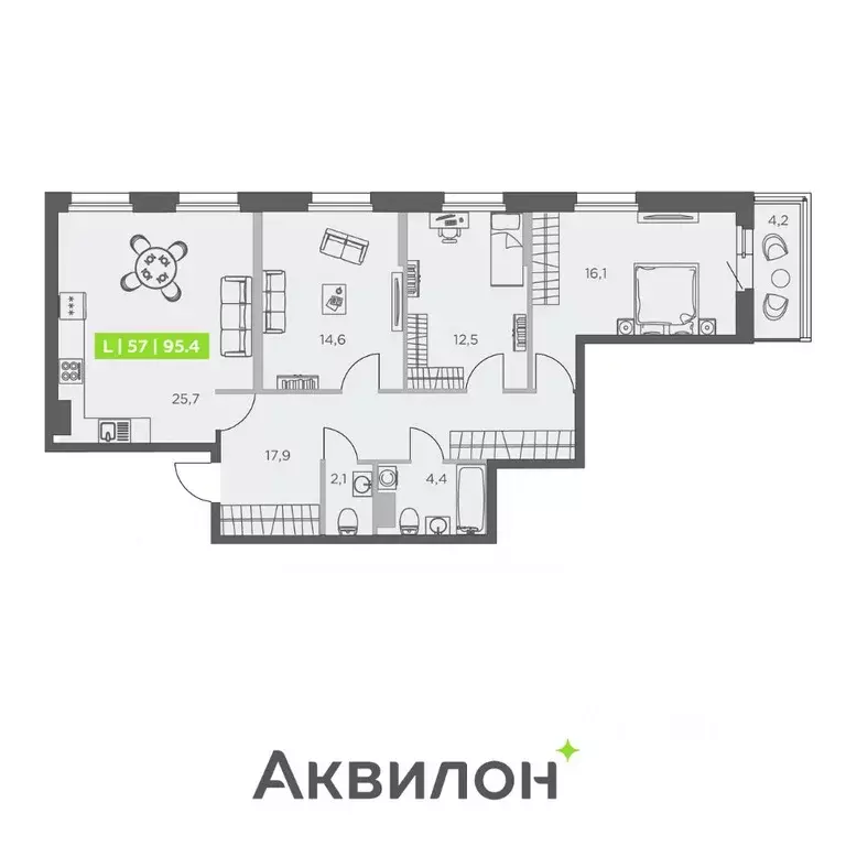 3-к кв. Санкт-Петербург ул. Виктора Конецкого, 5 (95.4 м) - Фото 0