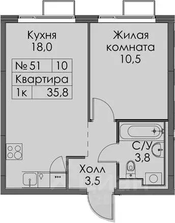 1-к кв. Санкт-Петербург Лиговский просп., 242 (35.8 м) - Фото 1
