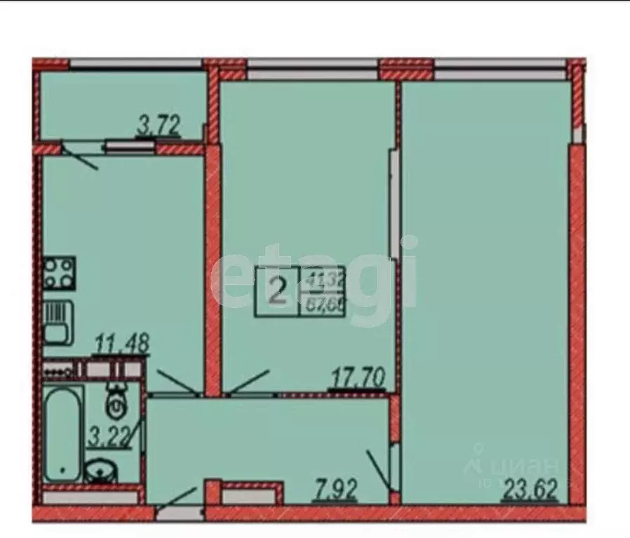 2-к кв. Краснодарский край, Анапа ул. Ленина, 173Ак4 (67.66 м) - Фото 2