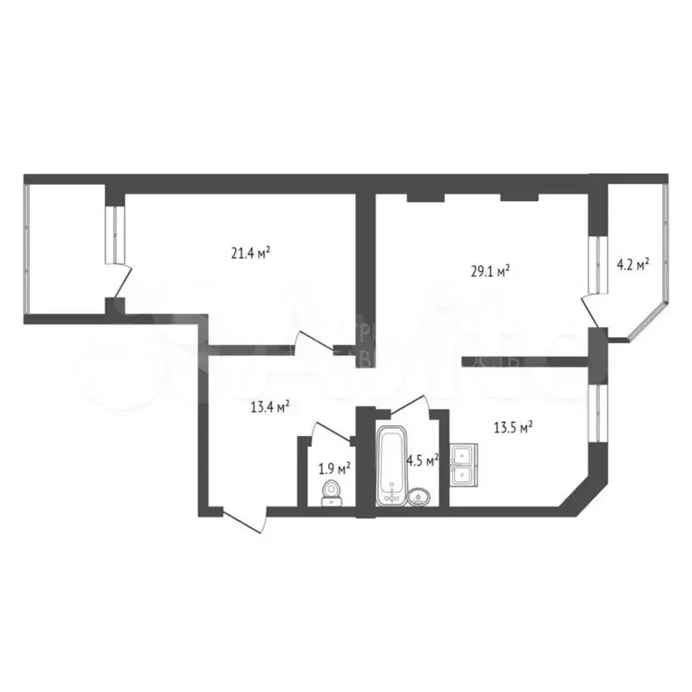 2-к. квартира, 84 м, 2/9 эт. - Фото 1