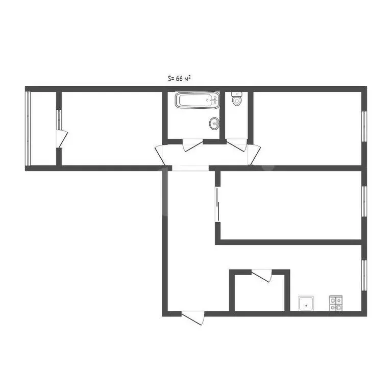 3-комнатная квартира: Тула, улица Галкина, 20 (66.9 м) - Фото 1