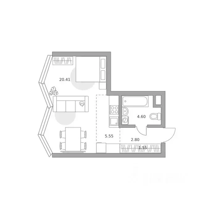 1-к кв. Москва ул. Народного Ополчения, 34С4 (34.91 м) - Фото 1