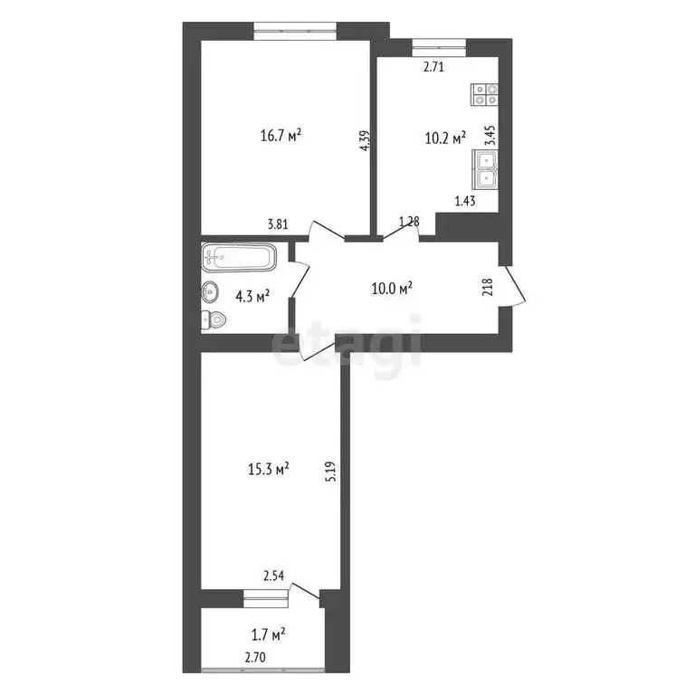 2-комнатная квартира: Калининград, Новгородская улица, 5к1 (56.5 м) - Фото 0