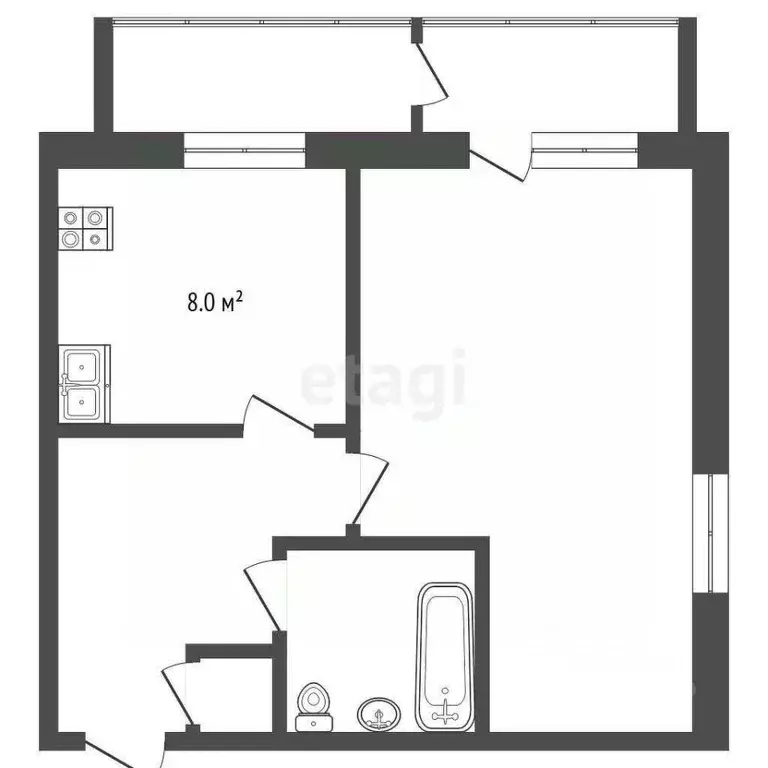1-к кв. Тюменская область, Тюмень Олимпийская ул., 47 (35.3 м) - Фото 1