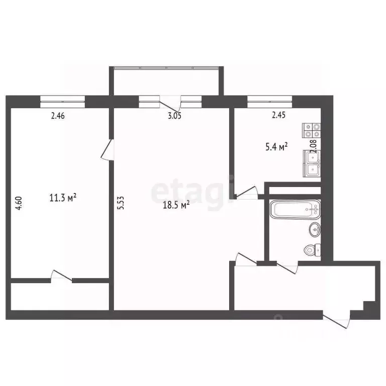2-к кв. Московская область, Сергиев Посад Московское ш., 24 (45.3 м) - Фото 1