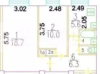 2-к. квартира, 44,8 м, 1/9 эт. - Фото 0