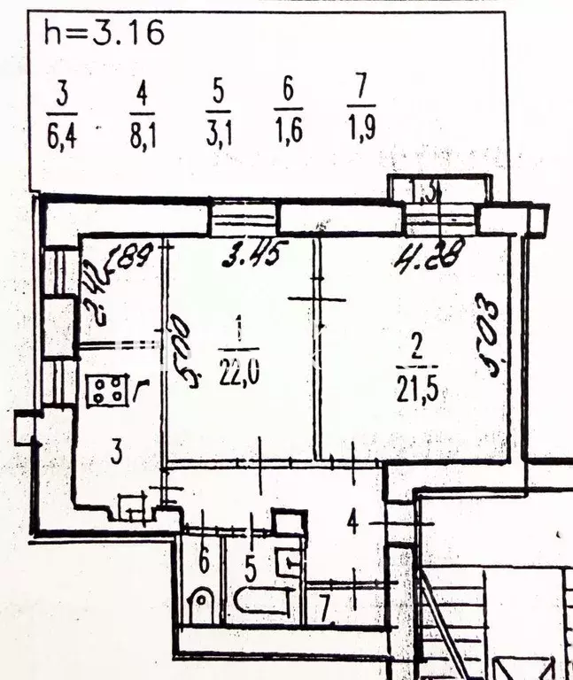 Квартира, 2 комнаты, 64.59 м - Фото 1