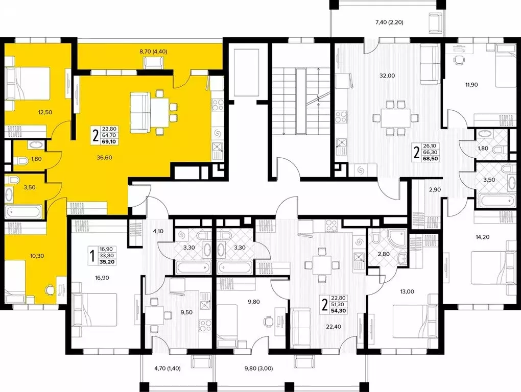 2-комнатная квартира: Сукко, жилой комплекс Кипарис (69.1 м) - Фото 1