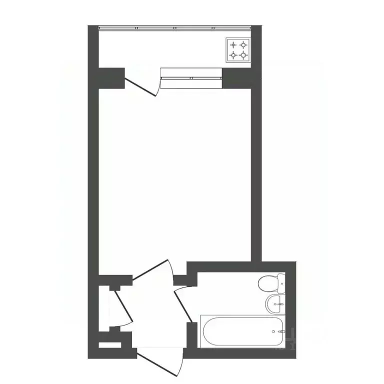 Студия Тюменская область, Тюмень ул. Бабарынка, 20а (14.8 м) - Фото 1