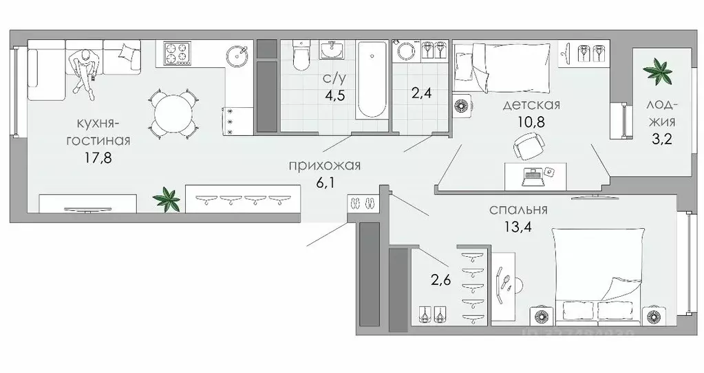 2-к кв. Тверская область, Тверь Южный мкр,  (60.8 м) - Фото 2