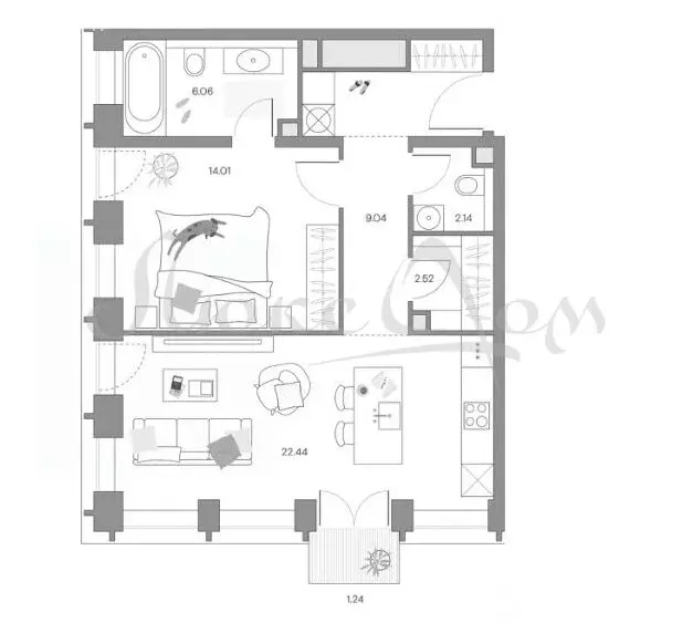 2-комнатная квартира: Москва, 2-я Звенигородская улица, 16 (57.5 м) - Фото 0