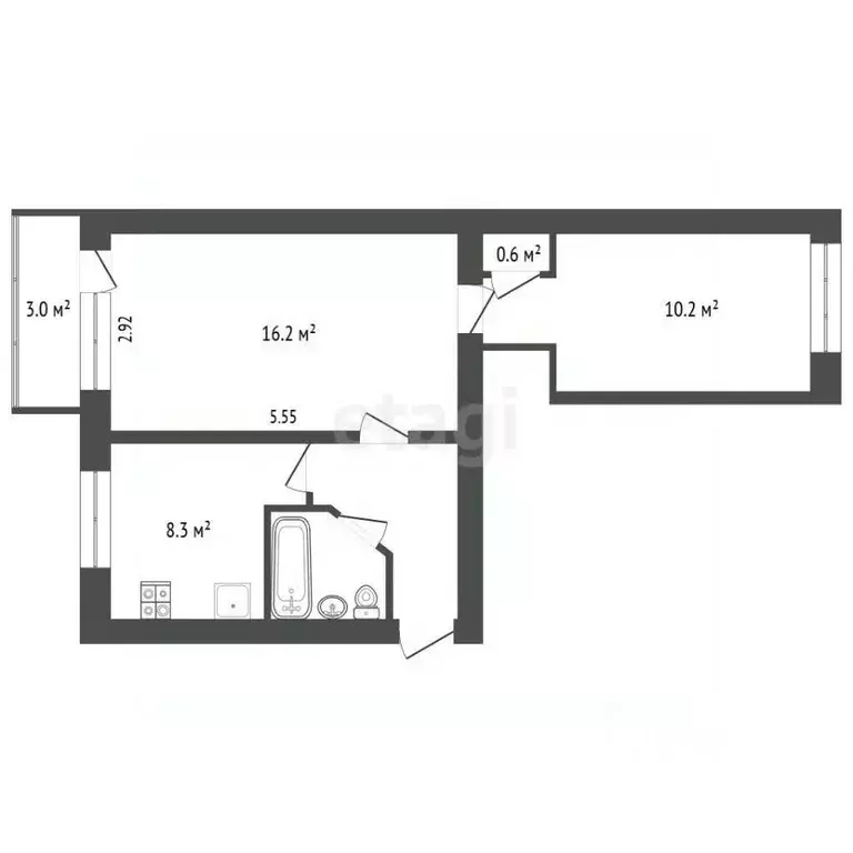 2-к кв. Крым, Сакский район, с. Штормовое ул. Ленина, 9 (40.8 м) - Фото 2