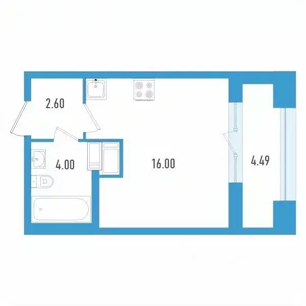 Студия Санкт-Петербург ул. Типанова, 22 (24.85 м) - Фото 0