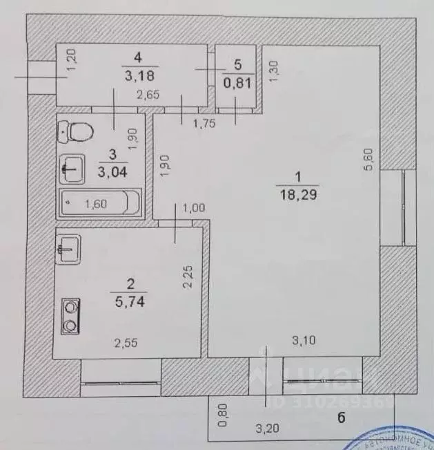 1-к кв. Ульяновская область, Ульяновск Западный бул., 1 (31.0 м) - Фото 0