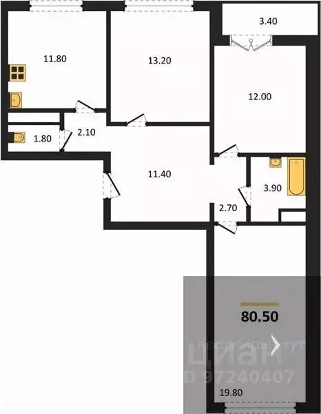 3-к кв. Воронежская область, Новоусманский район, пос. Отрадное ул. ... - Фото 0