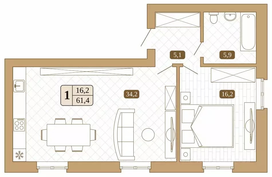 1-к кв. Московская область, Сергиев Посад  (61.4 м) - Фото 0