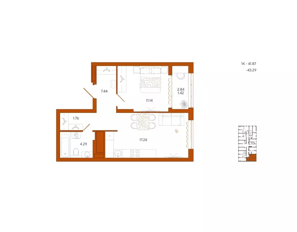 1-к кв. Пензенская область, Пенза Терра жилой комплекс (43.29 м) - Фото 1