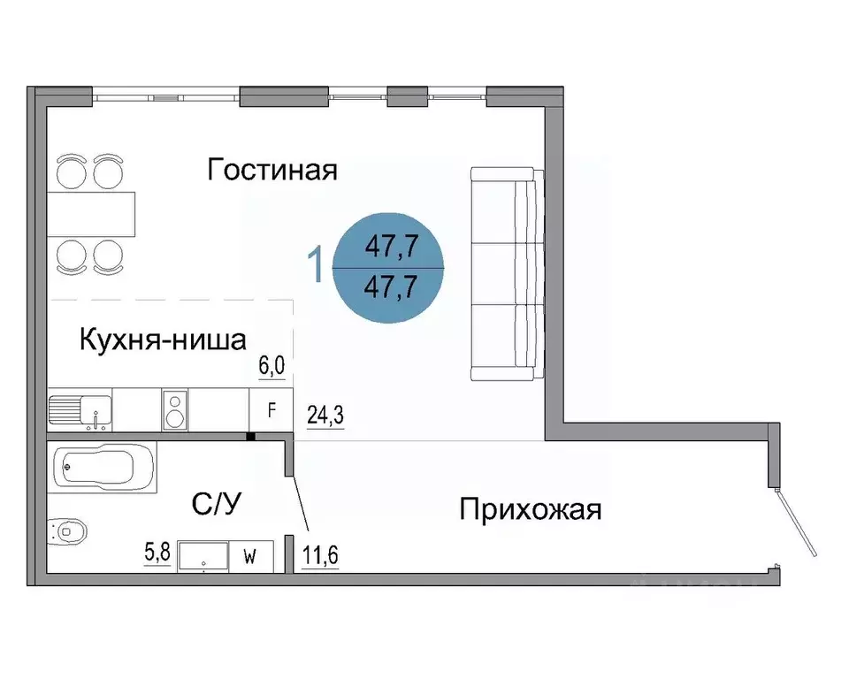 1-к кв. Крым, Керчь Белый город жилой комплекс (47.7 м) - Фото 0