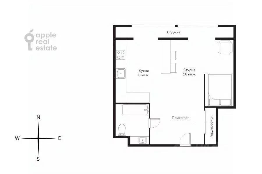 Студия Москва Вспольный пер., 16С2 (34.0 м) - Фото 2