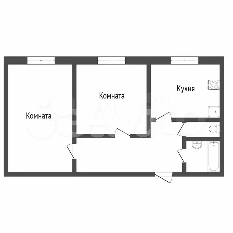 2-к. квартира, 45,6 м, 9/9 эт. - Фото 0