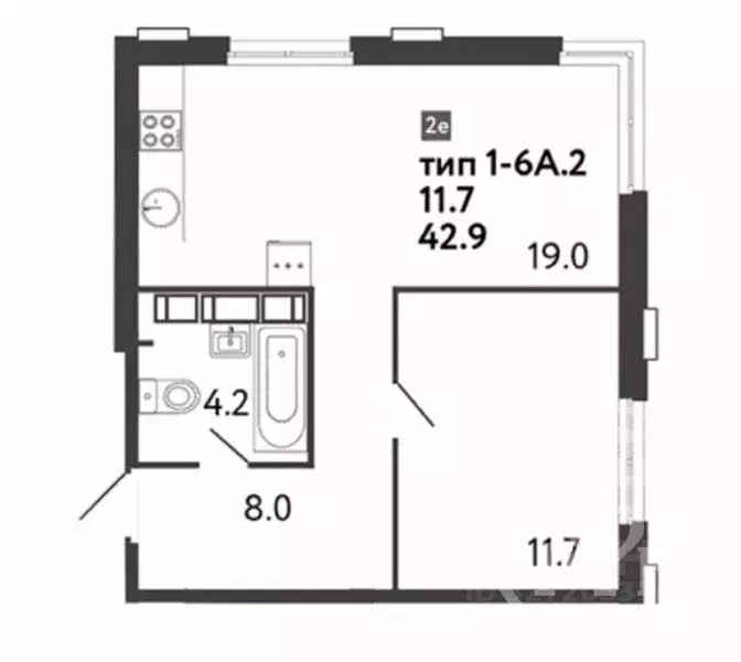 1-к кв. Санкт-Петербург ул. Шостаковича, 3к1 (42.9 м) - Фото 1