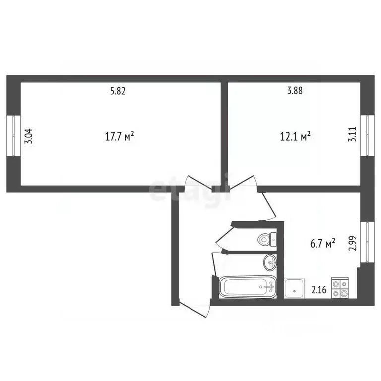 2-к кв. Вологодская область, Череповец ул. Максима Горького, 89 (44.4 ... - Фото 2