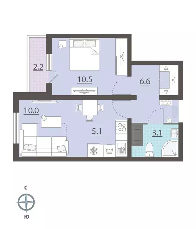 1-к кв. Свердловская область, Екатеринбург Компрессорный жилрайон, ... - Фото 2