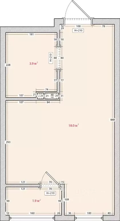 Студия Приморский край, Владивосток ул. Нейбута, 135с3 (23.3 м) - Фото 0