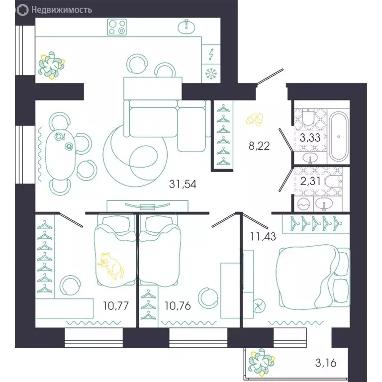 3-комнатная квартира: Пенза, Колышлейская улица, 7 (79.94 м) - Фото 1