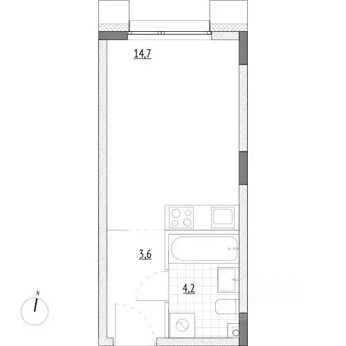 Студия Москва, Москва, Зеленоград 14-й мкр,  (22.5 м) - Фото 0