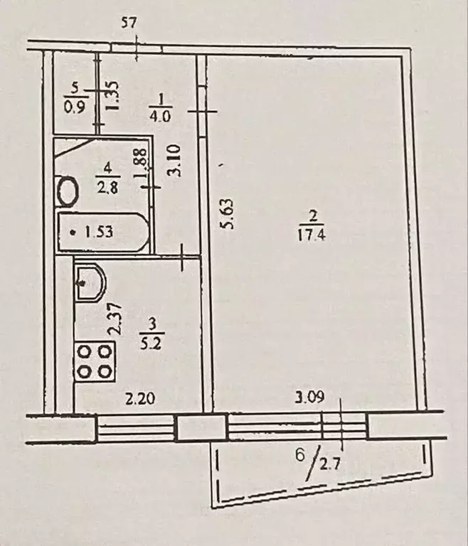 1-к кв. Башкортостан, Уфа ул. Николая Дмитриева, 9 (30.3 м) - Фото 2
