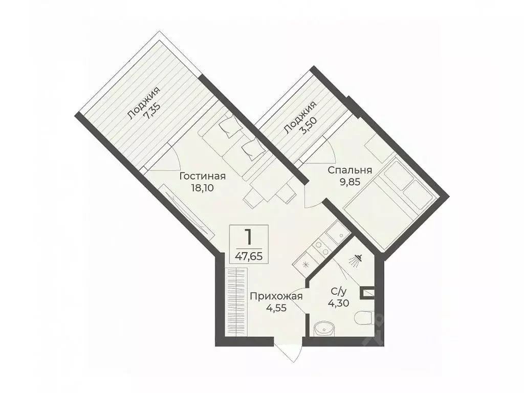 2-к кв. Крым, Сакский район, с. Лесновка  (47.65 м) - Фото 0