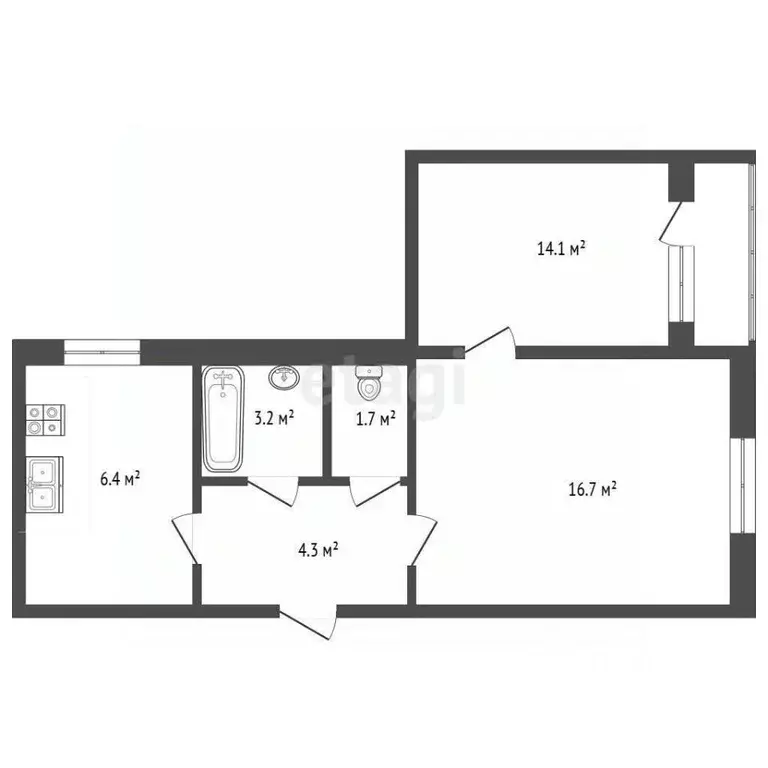 2-к кв. Севастополь ул. Розы Люксембург, 52 (49.3 м) - Фото 2