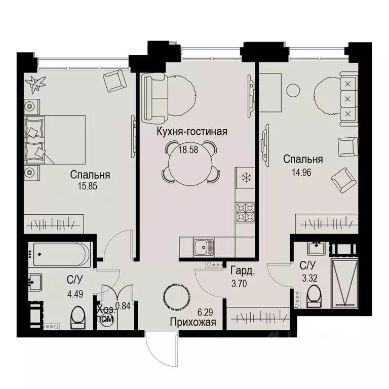 2-к кв. Санкт-Петербург ул. Профессора Попова, 38 (68.03 м) - Фото 0