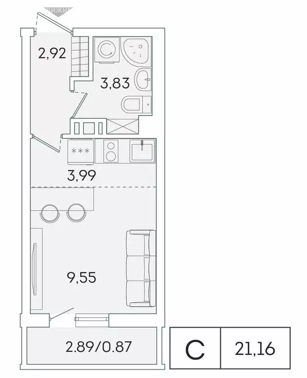 Квартира-студия: Мурино, Графская улица, 6к1 (20.5 м) - Фото 0