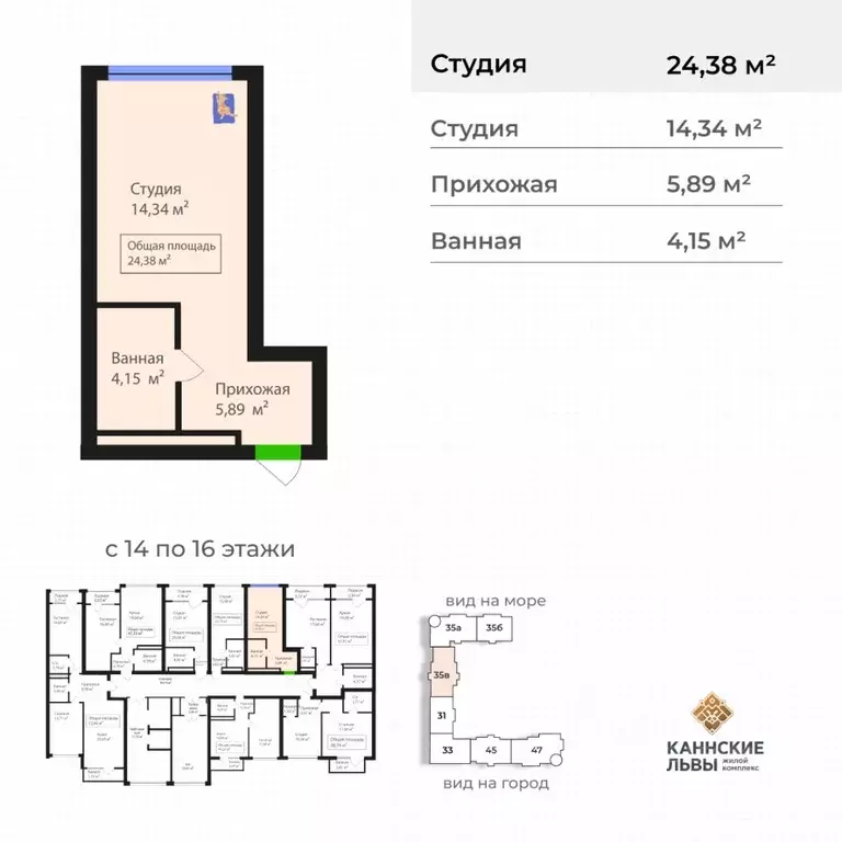 Студия Дагестан, Махачкала ул. Лаптиева, 43 (24.38 м) - Фото 1