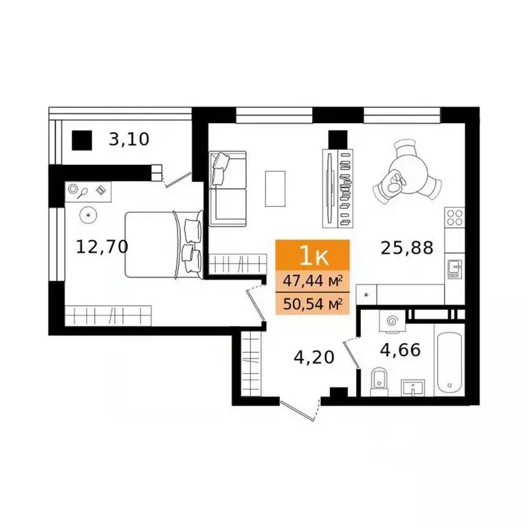 2-к кв. Курганская область, Курган просп. Конституции (50.54 м) - Фото 1