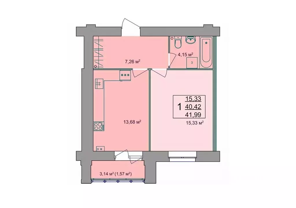 1-к кв. Костромская область, Кострома Привокзальная ул., 12 (41.99 м) - Фото 1