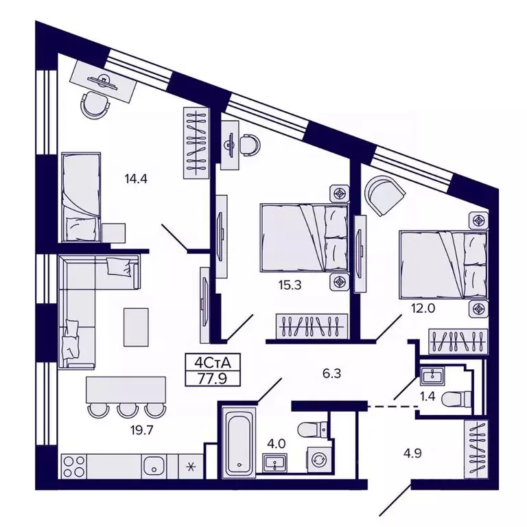 4-к кв. Хабаровский край, Хабаровск ул. Карла Маркса, 96/1 (77.92 м) - Фото 1
