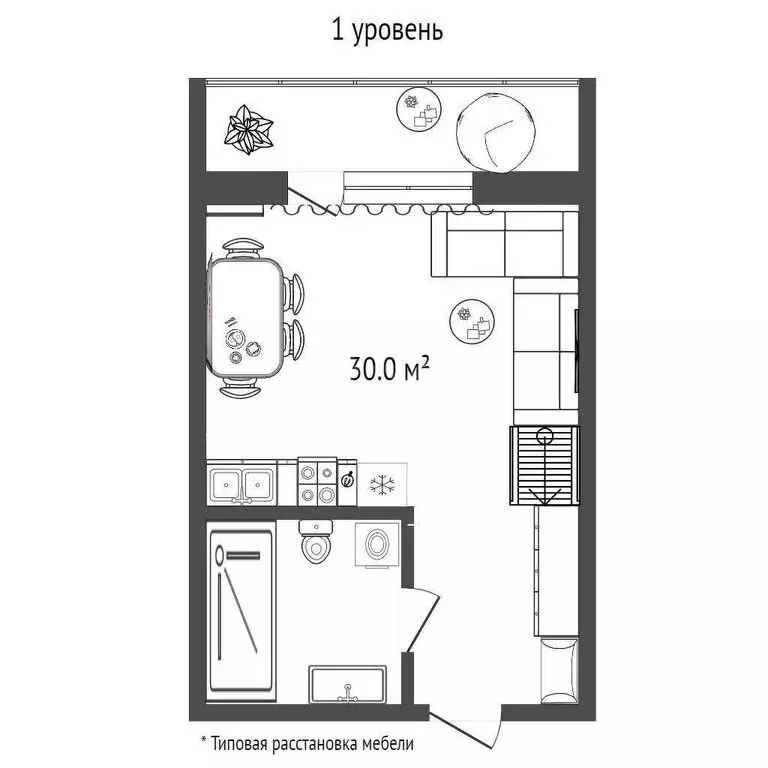 Квартира-студия: Патрушева, улица Николая Гоголя, 1 (30 м) - Фото 0