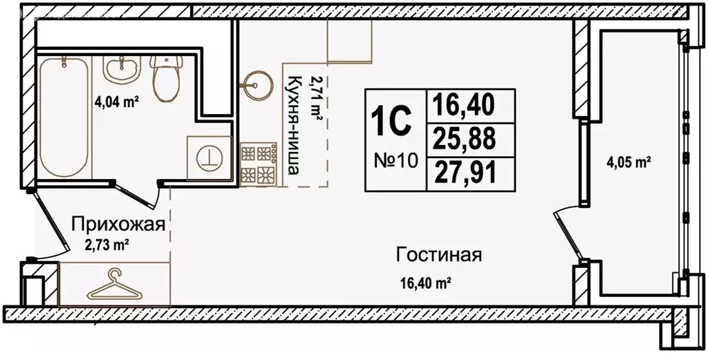 Квартира-студия: Нижний Новгород, улица Красных Зорь, 23Д (27.91 м) - Фото 0