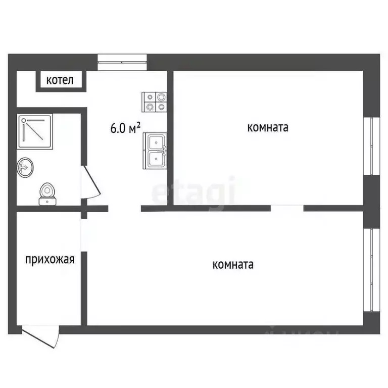 2-к кв. Калужская область, пос. Ферзиково ул. Бычкова, 8 (37.8 м) - Фото 2