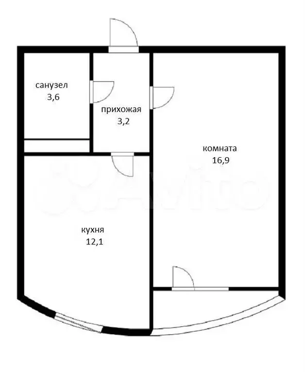 1-к. квартира, 36 м, 4/9 эт. - Фото 0